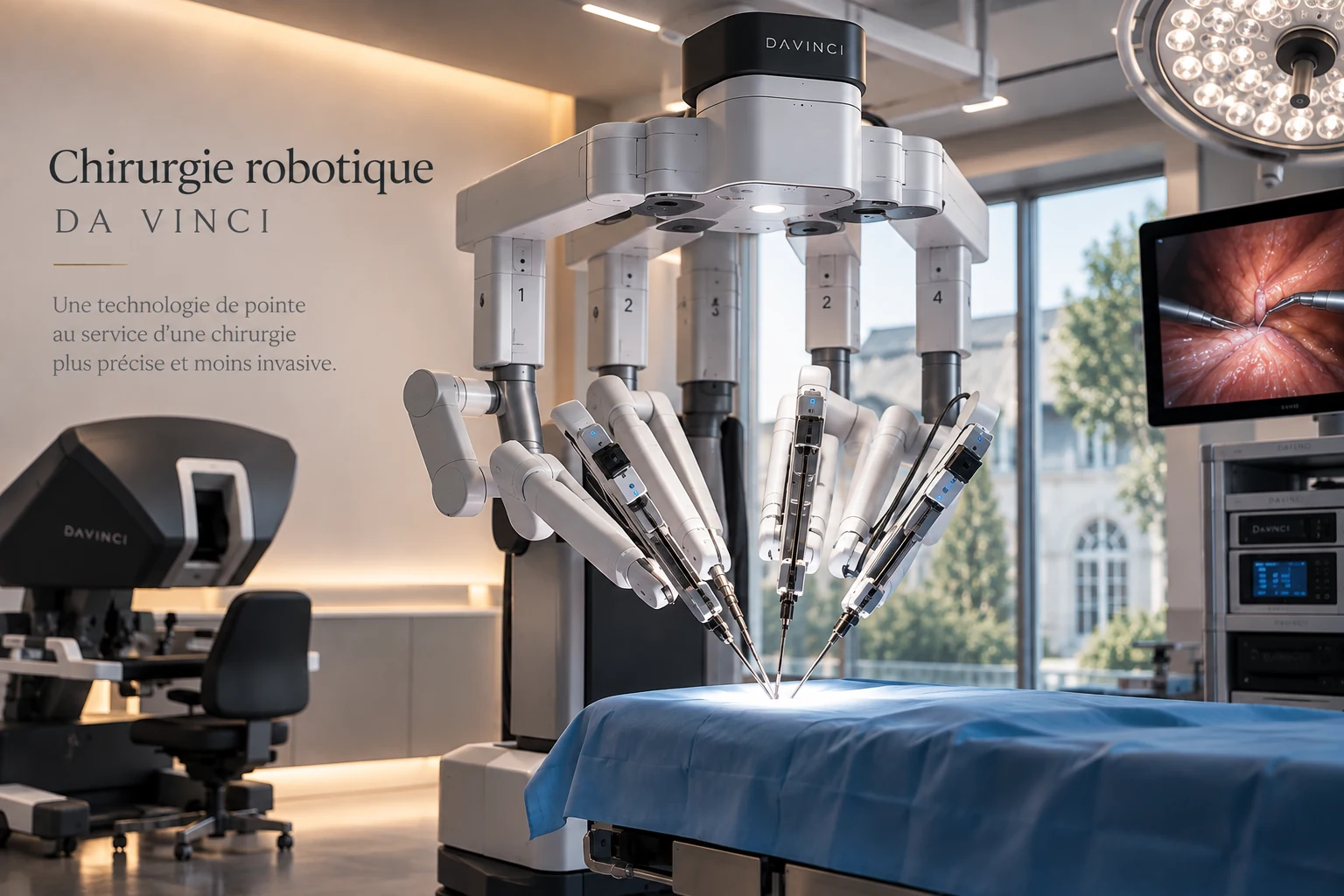 Illustration du robot chirurgical DA VINCI dans un bloc opératoire